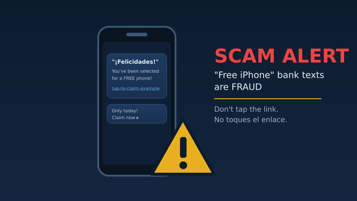 No, Banco Pichincha Is Not Giving You a Free iPhone / No le está regalando un iPhone — Delete That Text